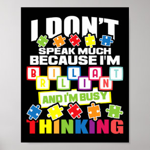 Póster No hablo mucho porque soy brillante - autismo