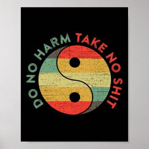 Póster No Hagas Dañar No Tomes Yin Yang Divertido Profeso