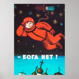 Póster ¡No hay dios!, años 60, URSS — poster espacial sov