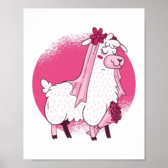 Póster No hay ducha de Boda divertida Lama BRIDE (Frente)