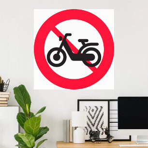 Póster No hay motocicletas Poster de Rótulo en carretera