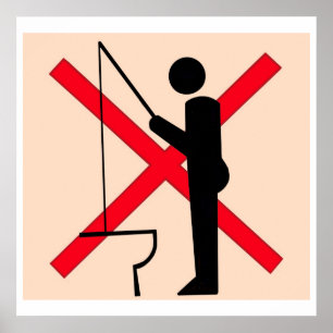 Póster No hay pesca en el poster de retretes