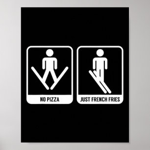 Póster No hay pizza, solo bollos franceses divertida para