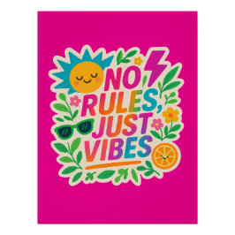 Póster No hay reglas sólo vibraciones - Neon Gradient Kaw