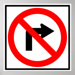 Póster No hay Rótulo derecho de giro de la autopista