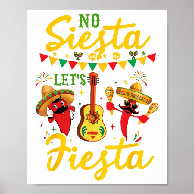 Póster No hay siesta que haga Fiesta a Fiesta Sombrero Ci (Frente)