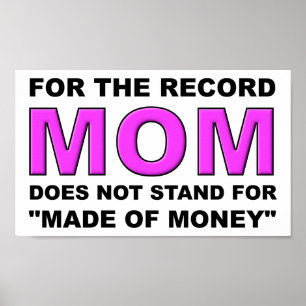 Póster No hecho del poster divertido del dinero