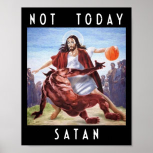 Póster No Hoy Satanás Jesús Vs Satan En Bysketbyll