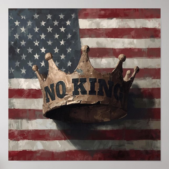 Póster No King – Broken Crown on American Flag Poster (Frente)
