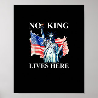 Póster No King Lives in America Freedom Flag Patriotic