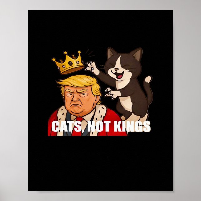 Póster No Kings Anti Cats Funny Classic Style (Frente)