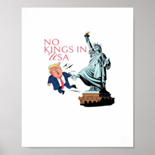 Póster No Kings En La Estatua De Los Estados Unidos Patea
