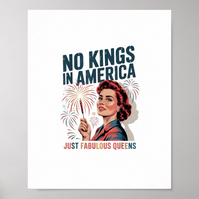 Póster No Kings In America Just Famulous Queens Pride Mon (Frente)