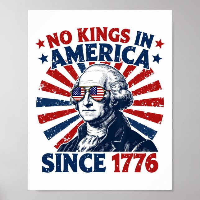 Póster No Kings In America Since 1776 Distressed Flag Usa (Frente)