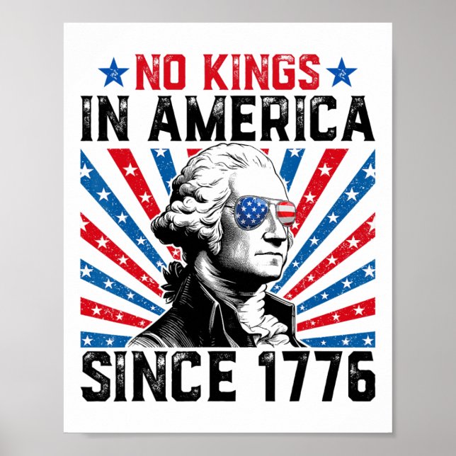 Póster No Kings In America Since 1776 Distressed Usa Flag (Frente)