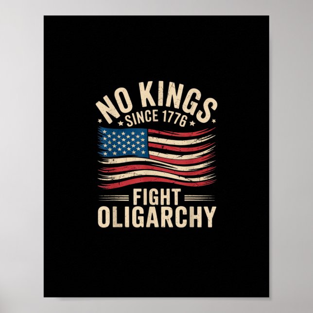 Póster No Kings In America Since 1776  Oligarchy Patrioti (Frente)