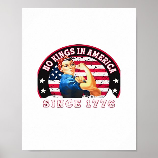 Póster No Kings In America Since 1776 USA Flag Save  Esse (Frente)