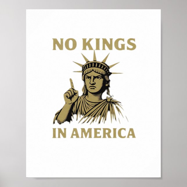 Póster No Kings In America Statue Of  No Kings Day Protes (Frente)