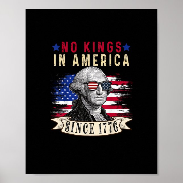 Póster No Kings In America USA Flag Retro Cool Style (Frente)
