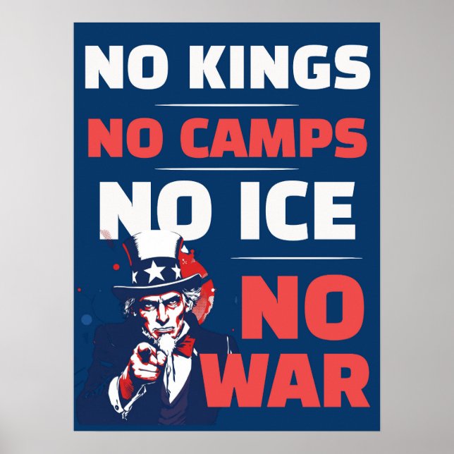 Póster No Kings No ICE No Camps No War Poster  (Frente)