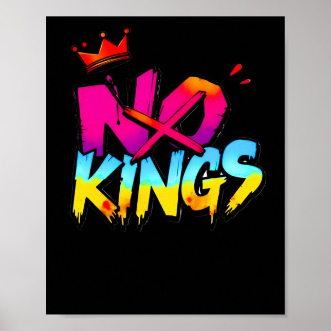 Póster No Kings - Pegatina audaz de la declaración de gra (Frente)
