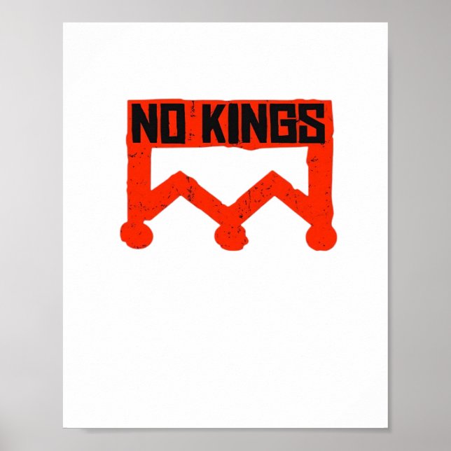 Póster No Kings Protest Graphic Grunge Crown  Clásico Ame (Frente)