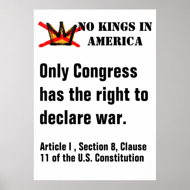 Póster No Kings Protest poster - Right to Declare War (Frente)