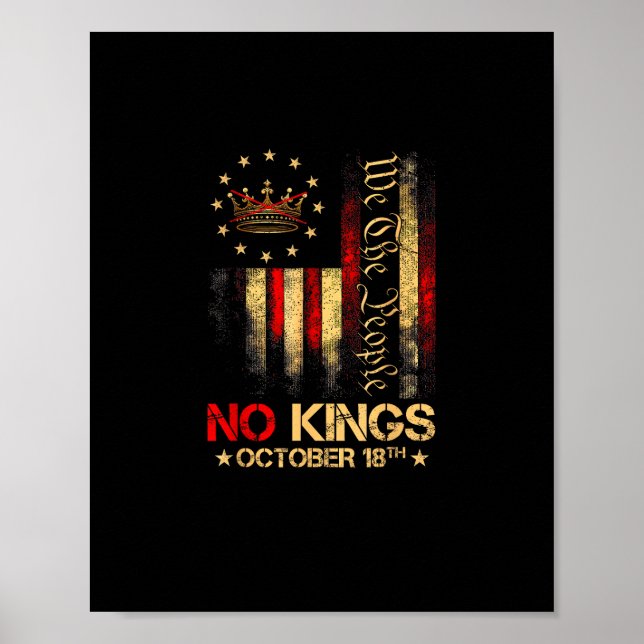 Póster No Kings Vintage America Flag 1776 (Frente)