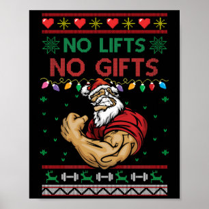 Póster No Lifts No s Ugly Christmas Workout Powerlifting
