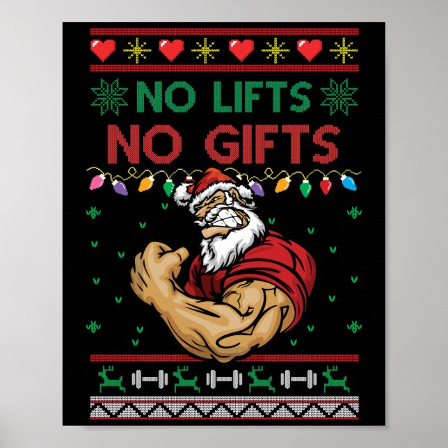 Póster No Lifts No s Ugly Christmas Workout Powerlifting (Frente)