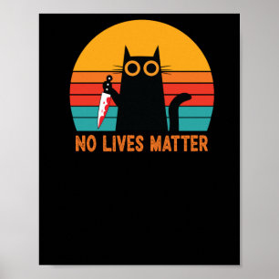Póster No Lives - Funny Pegatina de gatos de Halloween