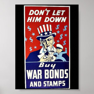 Póster No lo deje abajo, no compre enlaces de guerra y