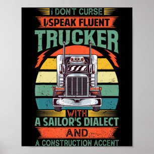 Póster No maldigo, hablo con fluidez camionero con un mar