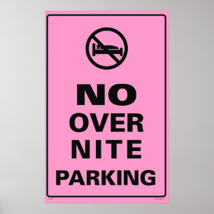 Póster No más estacionamiento nocturno - Rosa