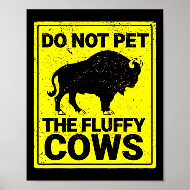 Póster No Mascota A Las Vacas Fluffy Funny Bison Hallowee (Frente)