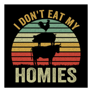 Póster No Me Como a Mis Amigos Divertido Regalo Vegano Re