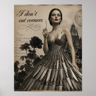 Póster No Me Corto las Esquinas Collage Surrealista