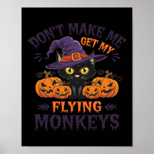 Póster No me hagas coger mi gato de Halloween de monos vo