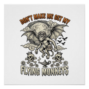 Póster No Me Hagas Conseguir Monos Voladores Calavera Lun