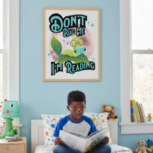 Póster No Me Molestes Estoy Leyendo Niños Oruga
