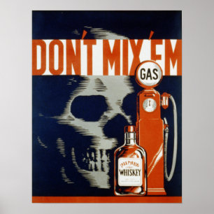 Póster No mezcle la bebida Em-Don't y no conduzca