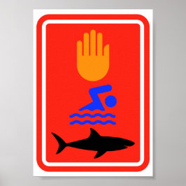 Póster No nadar... Tiburones en la zona