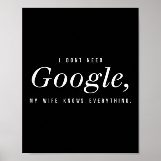 Póster No necesito Google Mi esposa lo sabe todo