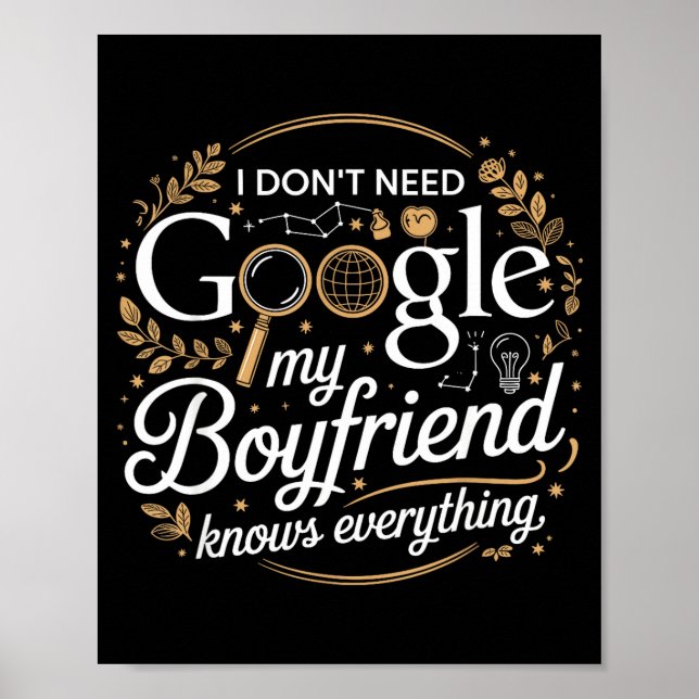 Póster No Necesito Google Mi Novio Lo Sabe Todo  (Frente)