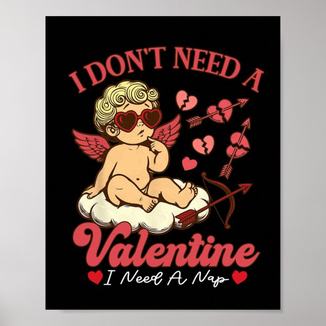 Póster No Necesito Un San Valentín Necesito Una Siesta Di (Frente)