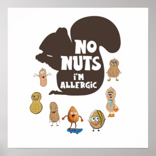 Póster No Nueces Soy Alergia Alérgica del Cacahuete Alérg