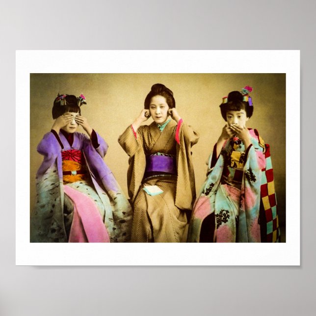 Póster No Oír Maldad, No Ver Maldad, No Hablar Mal Geisha (Frente)