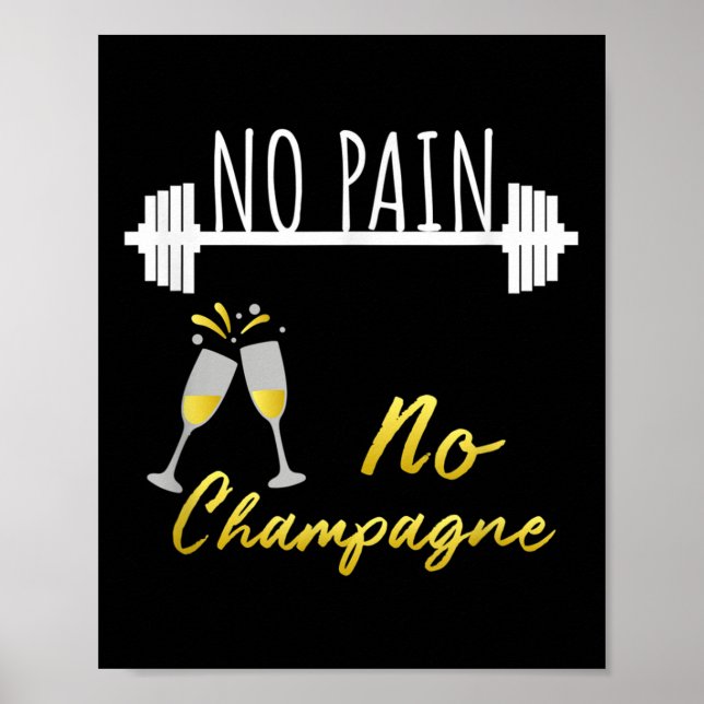 Póster No Pain No Champagne Gym Motivation For Women  (Frente)