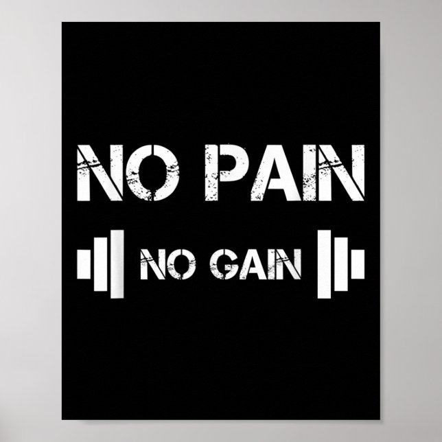 Póster No Pain No Gain Workout Motivation  (Frente)