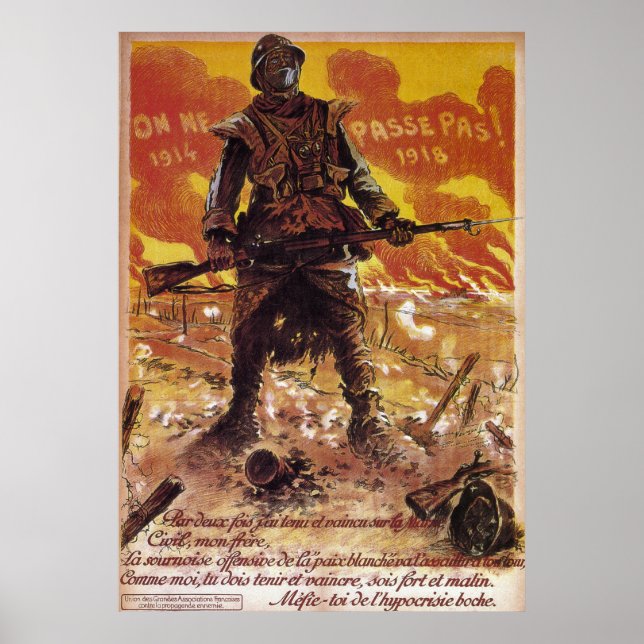 Póster No Pasarán ~ Francia ~ Primera Guerra Mundial 1918 (Frente)